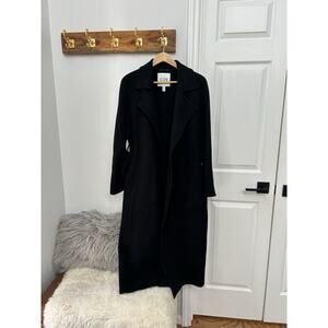 Cos Black Double Faced Wood Belt Wrap Long Coat Size XS